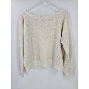Peyton Jensen Teddy Bear Sweater Womens Small Cream White Cropped Long Sleeve
